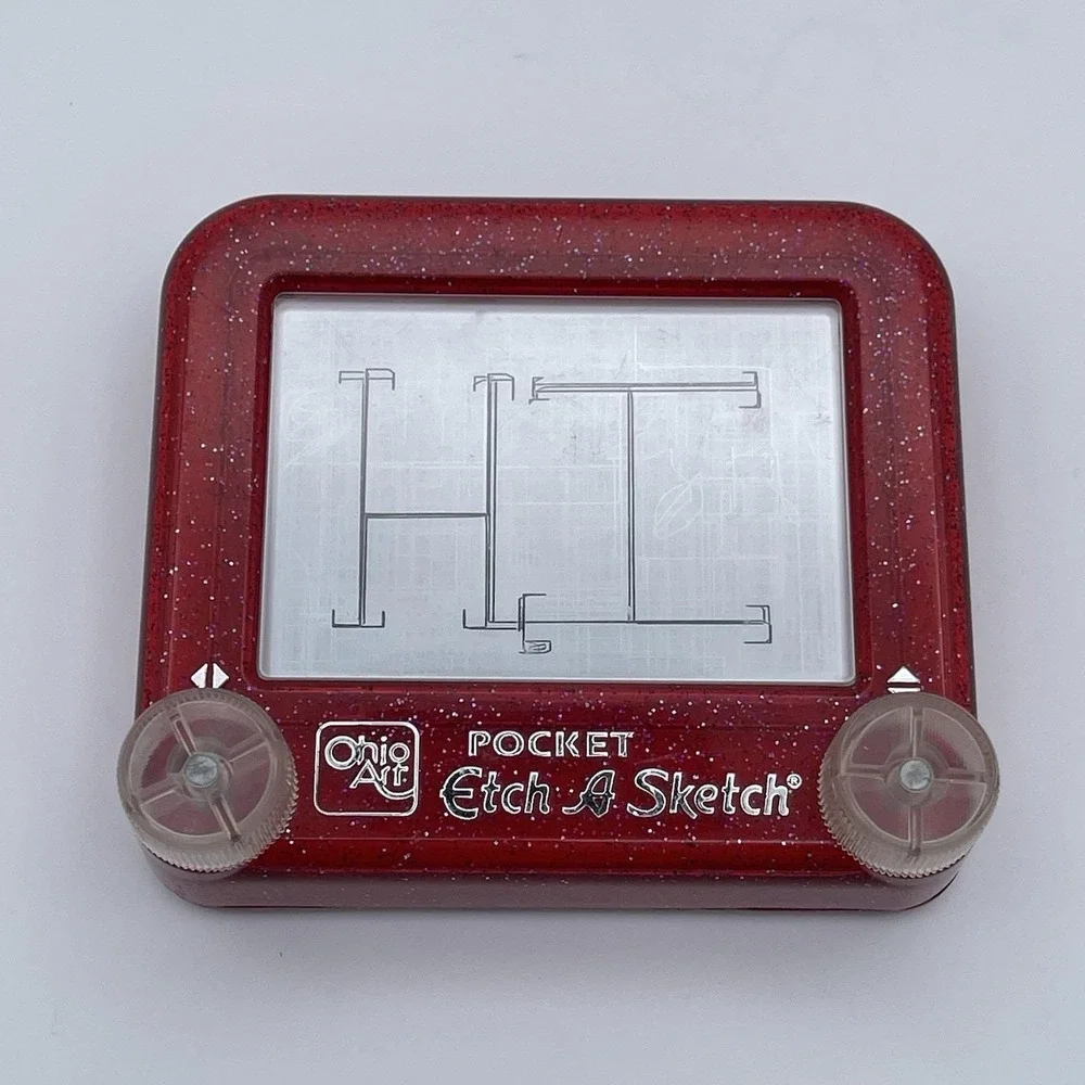 Vintage Pocket Etch A Sketch Red‎ Glitter by Ohio Art